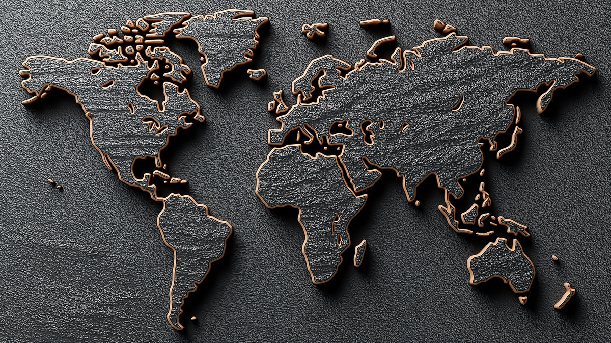 Textured Slate World Map Mural Wallpaper — Metallic Global Relief Mural Wallpaper - room preview 04