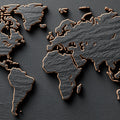 Textured Slate World Map Mural Wallpaper — Metallic Global Relief Mural Wallpaper - room preview 04