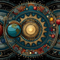 Celestial Gearwork Mural Wallpaper — Intricate Cosmic Map Design Mural Wallpaper - room preview 04