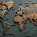 Aged Copper World Map Mural Wallpaper — Rustic Industrial Patina Mural Wallpaper - room preview 04