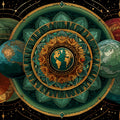 Celestial Mandala Mural Wallpaper — Earthy Cosmic Geometry Mural Wallpaper - room preview 04