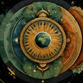 Cosmic Mandala Mural Wallpaper — Earth Toned Geometric Symmetry Mural Wallpaper - room preview 04