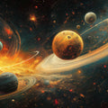 Cosmic Planetary System Mural Wallpaper — Dynamic Nebula Art Mural Wallpaper - room preview 04