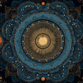 Celestial Mandala Mural Wallpaper — Deep Navy and Gold Astronomy Mural Wallpaper - room preview 04