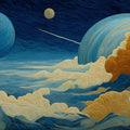 Celestial Cloudscape Mural Wallpaper — Textured Artistic Cosmic Scene Mural Wallpaper - room preview 04