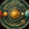 Celestial Orrey Mural Wallpaper — Vintage Cosmic Map Pattern Mural Wallpaper - room preview 04