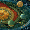 Cosmic Mandala Mural Wallpaper — Floral Celestial Art in Vibrant Hues Mural Wallpaper - room preview 04