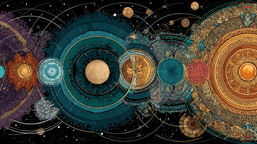 Wandtapete Himmlisches Mandala — Wandtapete mit komplizierter kosmischer Geometrie printable artwork