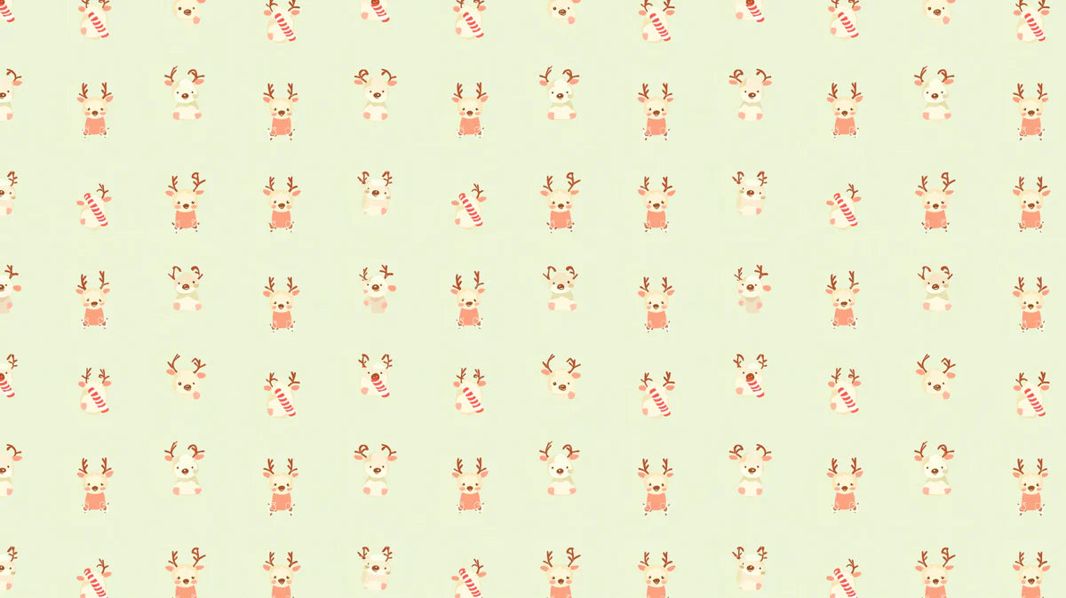 Reindeer and Candy Cane Mural Wallpaper — Soft Festive Whimsy Mural Wallpaper - room preview 04
