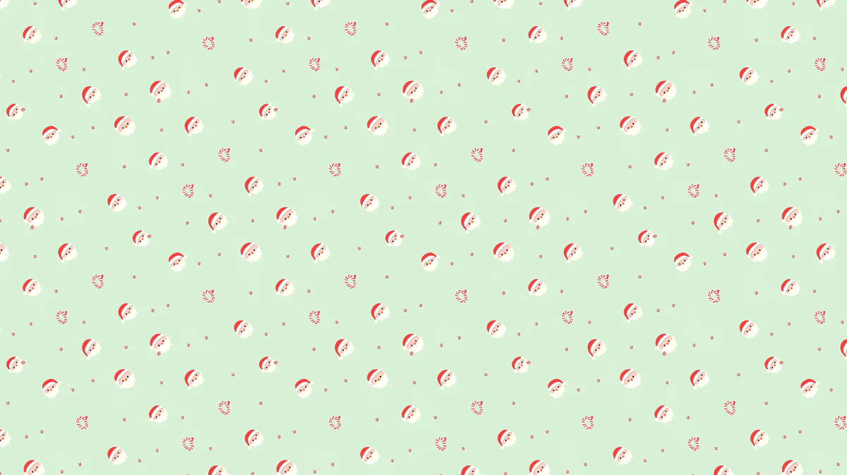 Minimalist Santa and Candy Swirl Mural Wallpaper — Soft Mint Green Mural Wallpaper - room preview 04