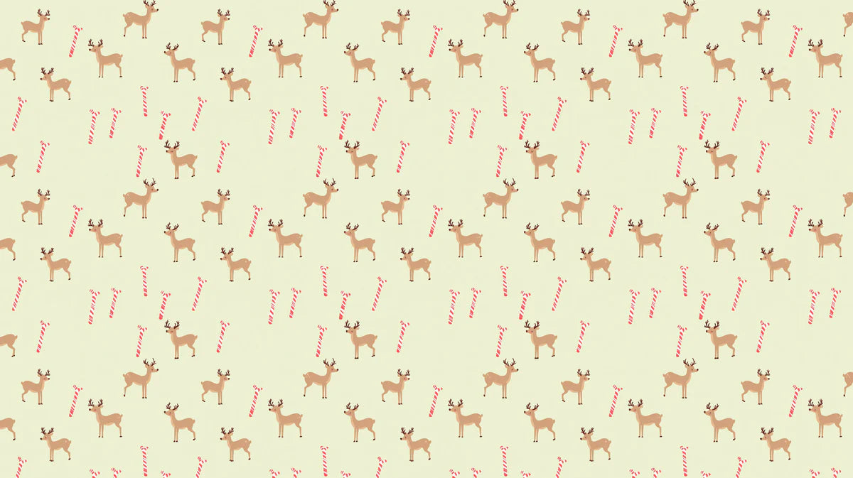 Minimalist Reindeer and Candy Cane Mural Wallpaper - room preview 04
