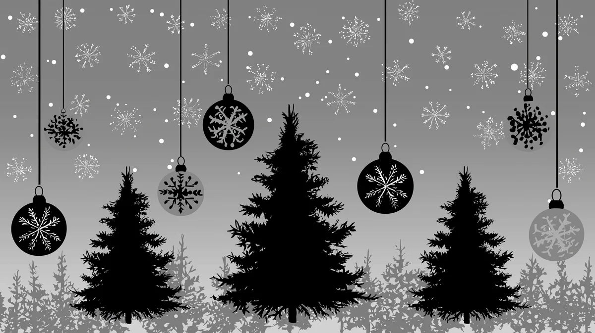 Winter Forest and Ornament Mural Wallpaper — Modern Graphic Design Mural Wallpaper - room preview 04