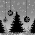 Winter Forest and Ornament Mural Wallpaper — Modern Graphic Design Mural Wallpaper - room preview 04