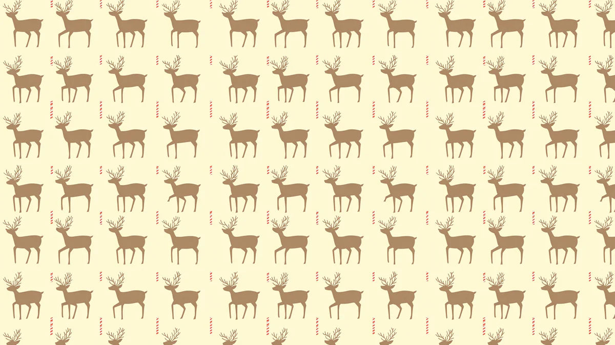 Reindeer and Candy Cane Grid Mural Wallpaper — Whimsical Decor Mural Wallpaper - room preview 04
