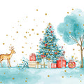 Whimsical Watercolor Christmas Forest Mural Wallpaper - room preview 04