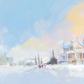 Snowy Mansion Landscape Mural Wallpaper — Impressionistic Winter Mural Wallpaper - room preview 04