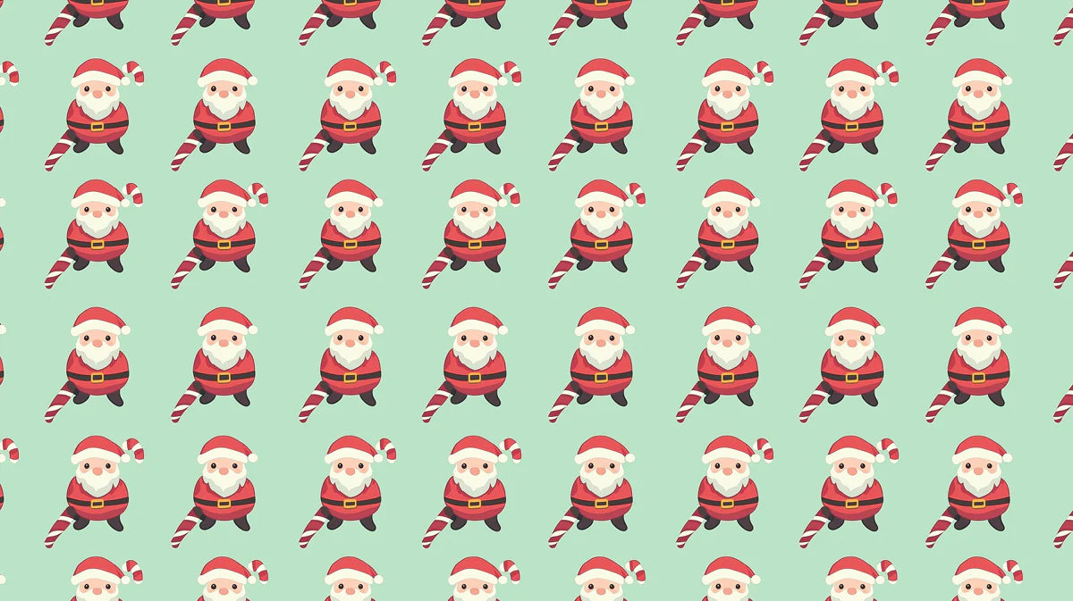 Santa and Candy Cane Grid Mural Wallpaper — Whimsical Holiday Decor Mural Wallpaper - room preview 04