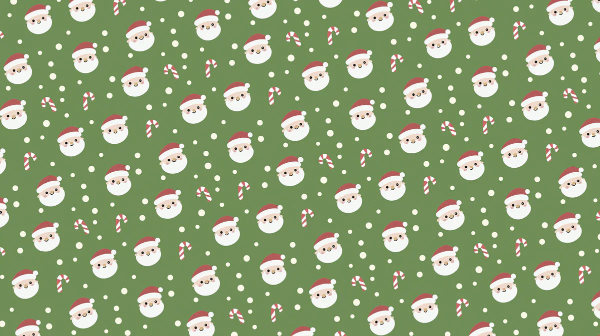 Festive Santa and Candy Cane Mural Wallpaper — Playful Green Mural Wallpaper - room preview 04
