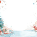 Watercolor Winter Village Mural Wallpaper — Festive Holiday Charm Mural Wallpaper - room preview 04