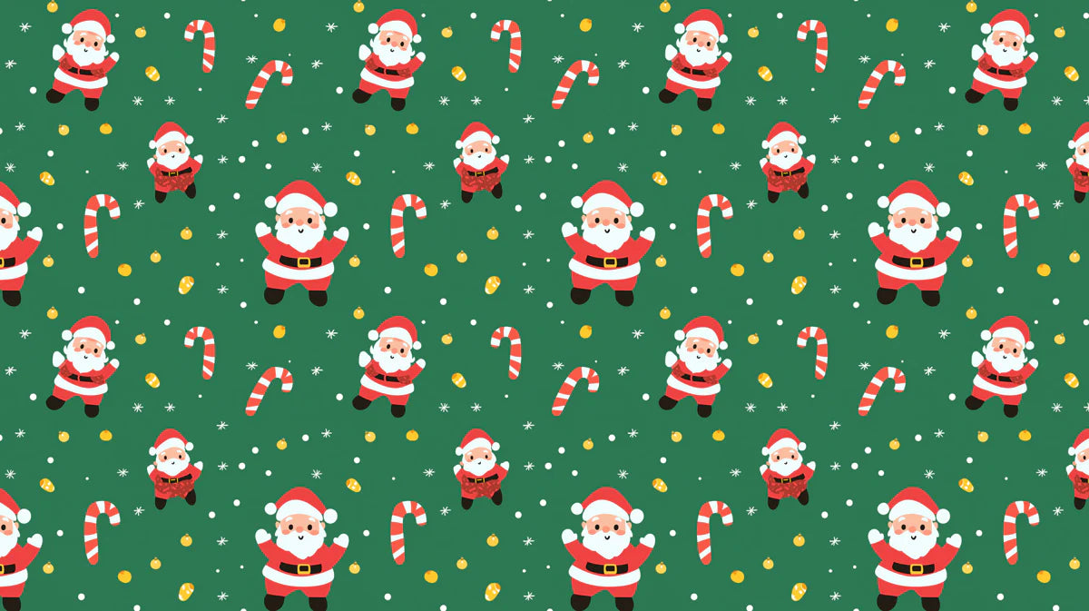 Jolly Santa and Candy Cane Pattern Mural Wallpaper - room preview 04