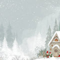 Winter Forest Cabin Illustration Mural Wallpaper - room preview 04