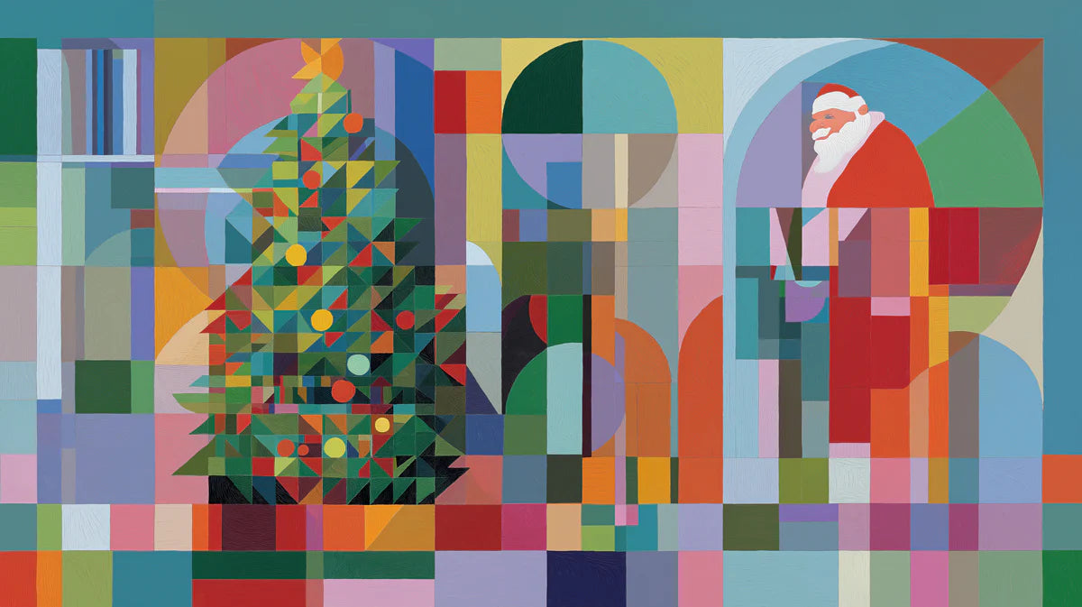 Cubist Holiday Abstract Mural Wallpaper — Modern Color Block Mural Wallpaper - room preview 04