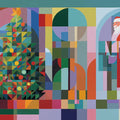 Cubist Holiday Abstract Mural Wallpaper — Modern Color Block Mural Wallpaper - room preview 04