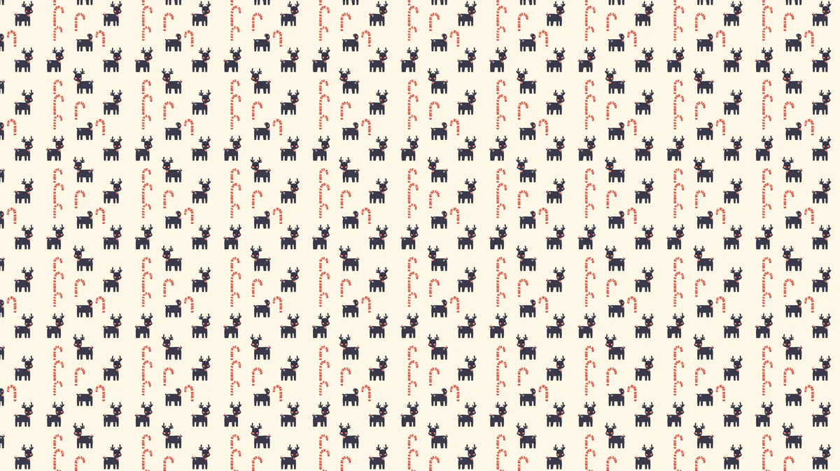 Pixelated Reindeer and Candy Cane Mural Wallpaper — Festive Retro Mural Wallpaper - room preview 04