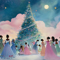 Dreamlike Winter Ball Mural Wallpaper — Watercolor Festive Scene Mural Wallpaper - room preview 04