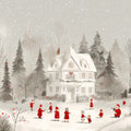 Snowy Victorian Mansion Illustration Mural Wallpaper - room preview 04