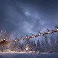 Midnight Sleigh Ride Mural Wallpaper — Festive Winter Landscape Mural Wallpaper - room preview 04