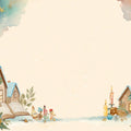Watercolor Winter Village Mural Wallpaper — Festive Holiday Scenes Mural Wallpaper - room preview 04