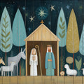Stylized Nativity Forest Mural Wallpaper —Folk Art Woodland Scene Mural Wallpaper - room preview 04