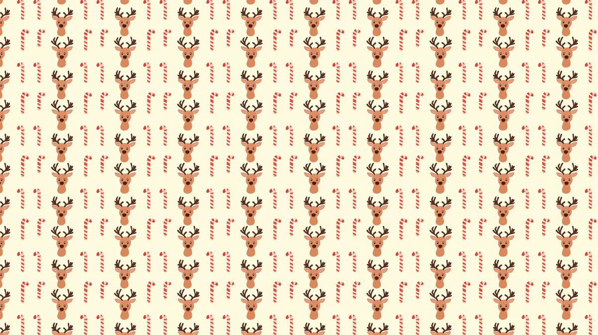 Reindeer and Candy Cane Grid Mural Wallpaper — Whimsical Holiday Mural Wallpaper - room preview 04