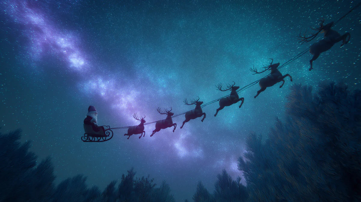Cosmic Santa Sleigh Ride Mural Wallpaper — Magical Night Sky Mural Wallpaper - room preview 04