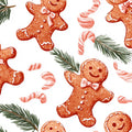 Gingerbread and Pine Branch Mural Wallpaper — Whimsical Holiday Art Mural Wallpaper - room preview 04