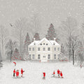 Winter Mansion Landscape Mural Wallpaper — Whimsical Red Accents Mural Wallpaper - room preview 04