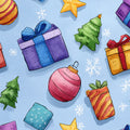 Watercolor Holiday Gifts Mural Wallpaper — Playful Festive Pattern Mural Wallpaper - room preview 04