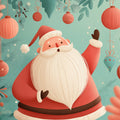 Jolly Santa Illustration Mural Wallpaper — Whimsical Holiday Charm Mural Wallpaper - room preview 04