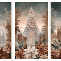 Gothic Poinsettia Triptych Mural Wallpaper — Antique Sepia Finish Mural Wallpaper - room preview 04