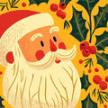 Retro Santa and Holly Mural Wallpaper —Festive Pop Art Style Mural Wallpaper - room preview 04