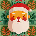 Santa Folk Art Tile Mural Wallpaper — Festive Geometric Design Mural Wallpaper - room preview 04