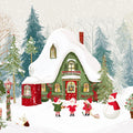 Winter Forest Cottage Mural Wallpaper — Whimsical Holiday Scene Mural Wallpaper - room preview 04