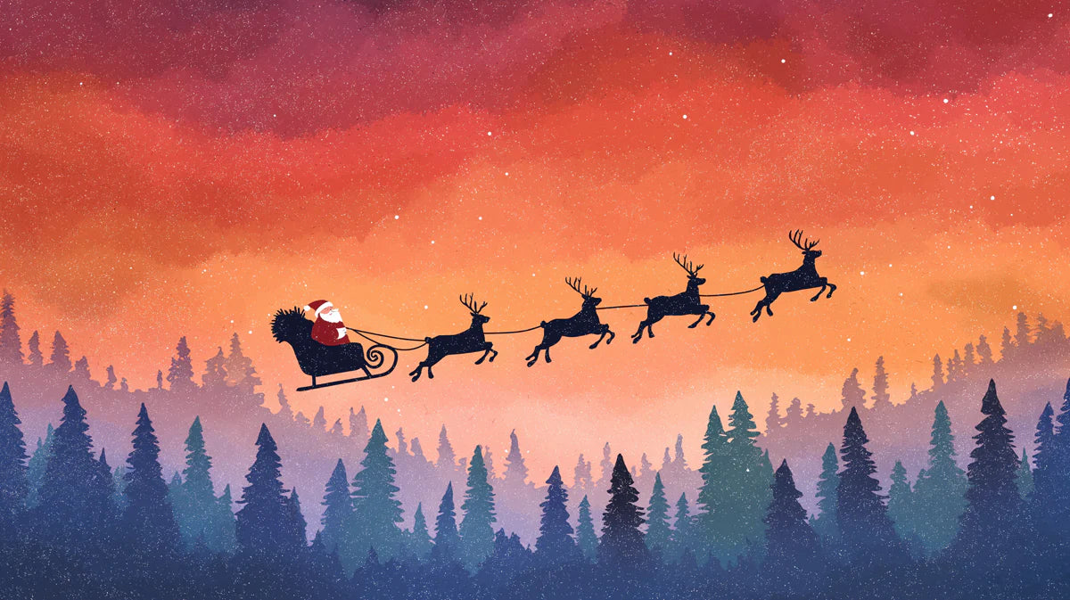 Arctic Sleigh Ride Mural Wallpaper — Festive Sunset Landscape Mural Wallpaper - room preview 04