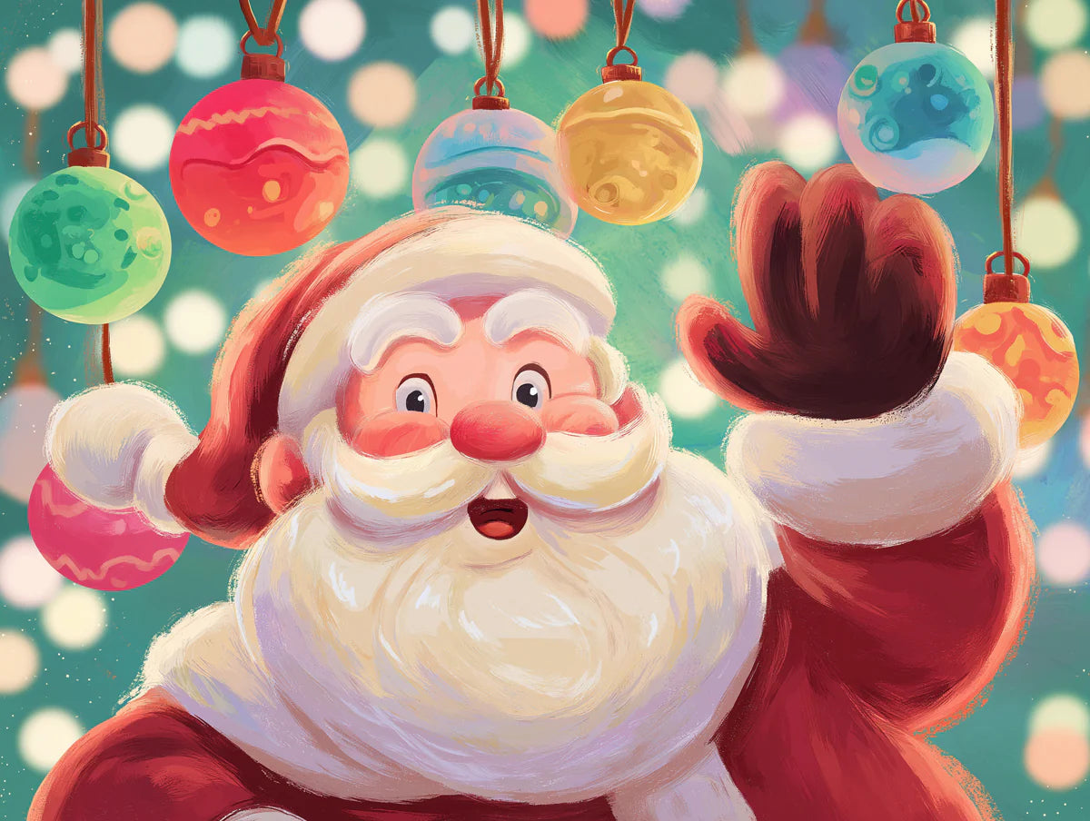 Cheerful Santa Portrait Mural Wallpaper — Festive Holiday Art Mural Wallpaper - room preview 04