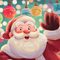 Cheerful Santa Portrait Mural Wallpaper — Festive Holiday Art Mural Wallpaper - room preview 04