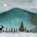 Winter Mountain Celebration Mural Wallpaper — Whimsical Teal Scene Mural Wallpaper - room preview 04