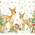 Deer and Holiday Tree Mural Wallpaper — Traditional Festive Scene Mural Wallpaper - room preview 04