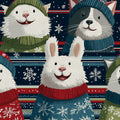 Cozy Holiday Critters Mural Wallpaper — Whimsical Festive Pattern Mural Wallpaper - room preview 04