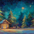 Nativity Oil Painting Mural Wallpaper — Expressive Winter Forest Mural Wallpaper - room preview 04